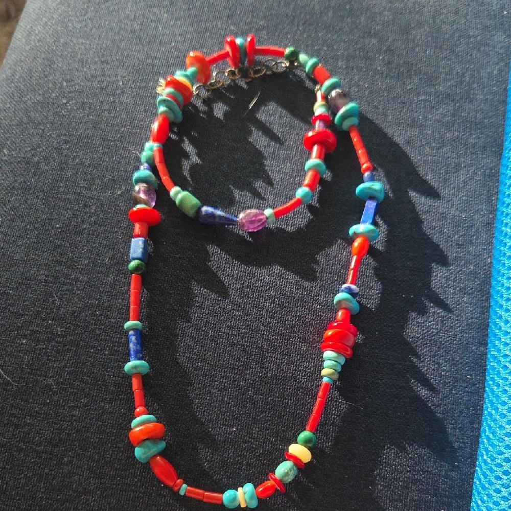 American West, Silver Necklace With Multi Stones